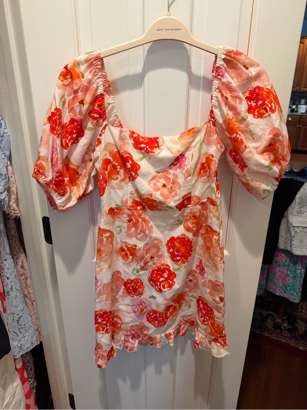 Charlie Holiday White Mini Dress with Orange & Pink Floral Print